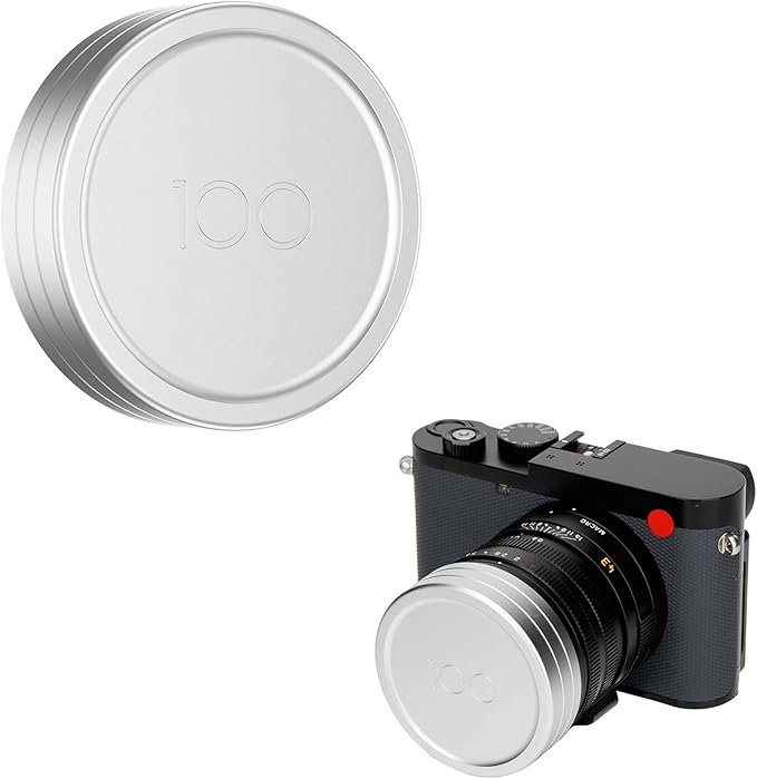 JJC Lens Cap for Leica Q3 Q3 43 Q2 Q Q-P, with '100' Imprint for Leica's 100 Anniversary, QP Digital Camera Lens Protective Cover with Soft Fabric Interior, Dustproof & Scratch-Resistant