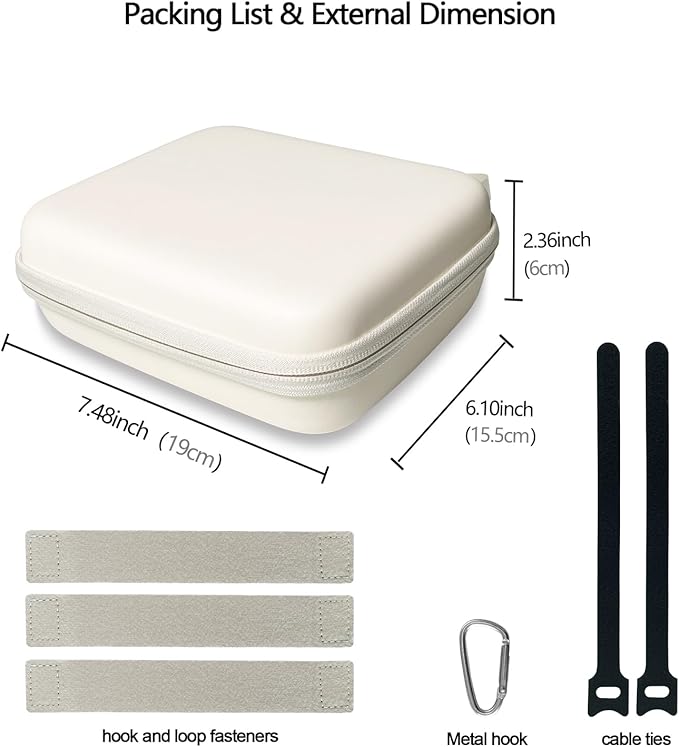 Hard Cord Electronic Organizer Travel Case, Cable Tech Pouch Bag, Cord Hard Case for Portable Charger, Power Bank, Mouse and Cords, Tech Organizer Travel,White