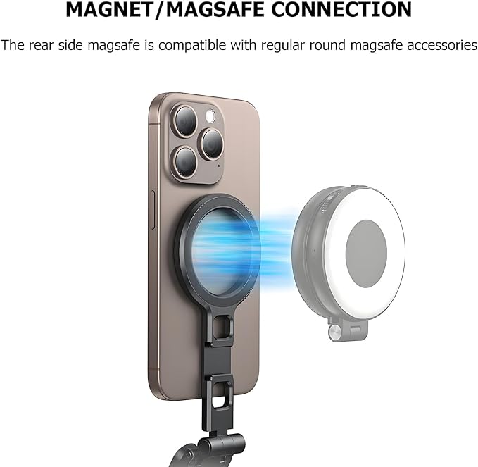 Magnetic Phone Tripod for iPhone 16/15/14/13/12 Plus Pro Max Series,Aluminium Mini Magsafes Tripod for iPhone & Magsafes,Double-Sided Design,1/4" Screw,Cold Shoe Interface,Arca Swiss Base