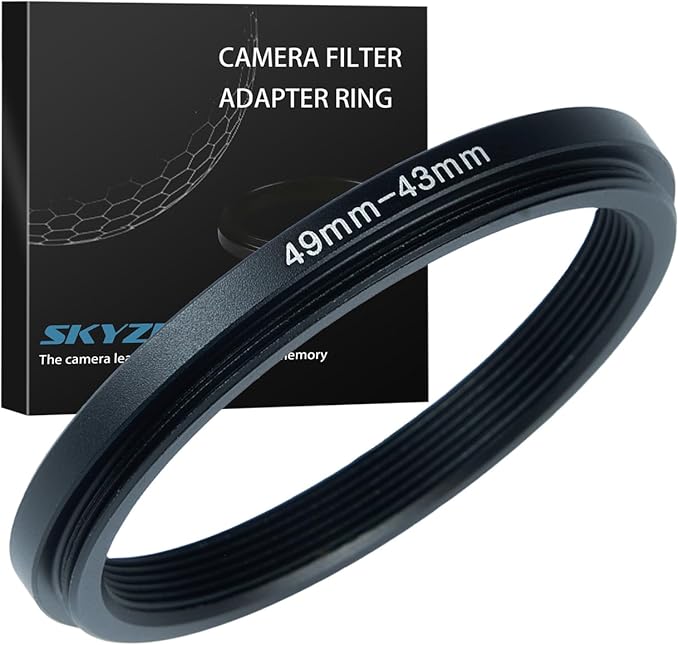 49mm to 43mm Step Down Ring Filter Adapter Metal Ring Step Down Rings Adapter Filter Compatible with All 43mm UV,CPL,ND,Lens Hood,Threaded Lens ect (49mm to 43mm)