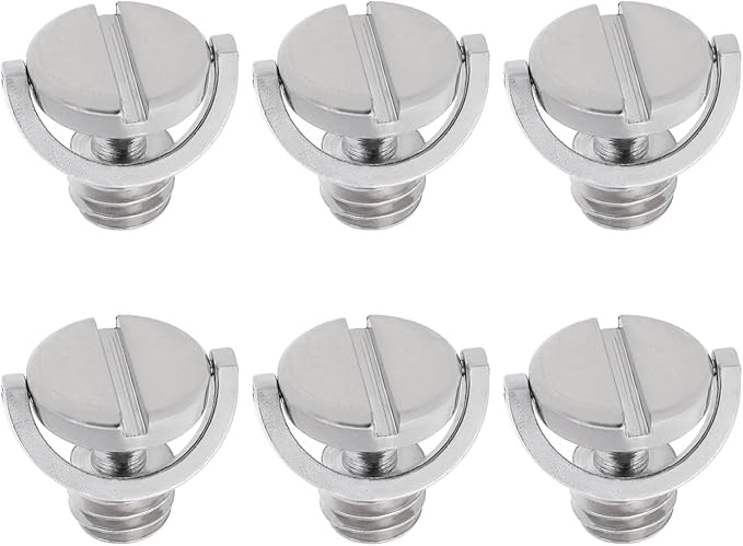 6Pcs 3/8 Inch Camera Fixing Screw D-Ring Male Thread Mounting Screw for Quick Release Plate Camera Tripod 19.4x16.2mm Silver
