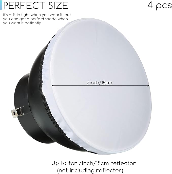 4 Pieces Diffuser Lamp Sock Soft Cover 7 Inches/ 18 cm Standard Cloth Diffuser Light Sock Lampshade Reflector Lamp for Strobe Flash Light Speedlite(White)