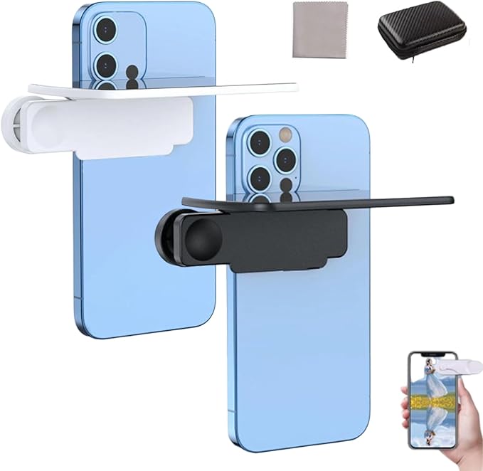 Smartphone Camera Mirror Reflection Clip Kit, Mirror Reflection Clip - Capture Stunning Reflections Instantly, Adjustable HD Glass Smartphone Photography Flip Mirror (2pcs, Mix)