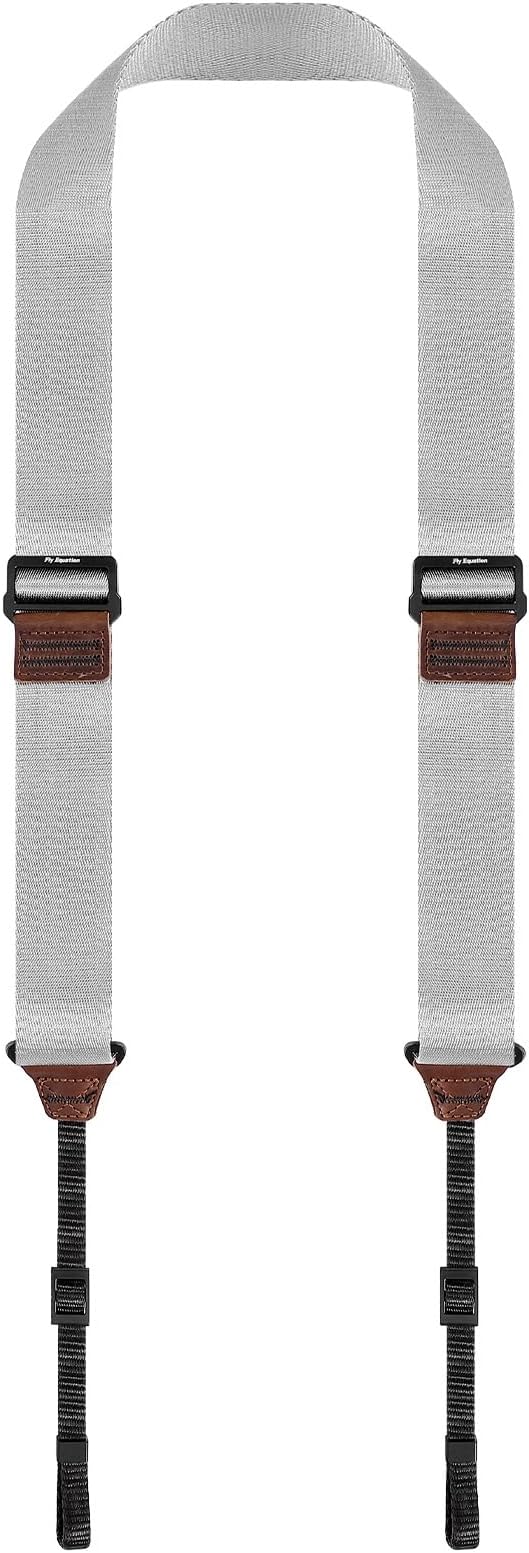 Camera Strap for Photographers, Adjustable Nylon Camera Shoulder Strap Crossbody with Leather Trim, 39-63 Inch (gray)