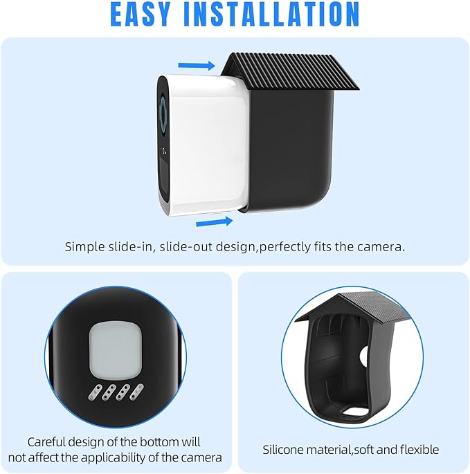 Silicone Protective Cover for eufyCam 3C (2-Pack), Weatherproof Rain & Dust Resistant Security Camera Skin, Easy Snap-On Installation, Black