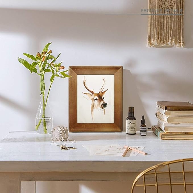 8x10 Picture Frames,Brown Rustic Wood Frame with Glass Front, Display 10x8 inch Photos for Table Top Display and Wall Mounting