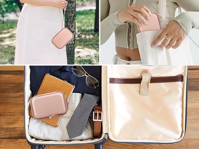 Canboc Carrying Case for KODAK Mini 2 Retro 4PASS Portable Photo Printer/KODAK Mini Shot 2 Retro 4PASS 2-in-1 Instant Digital Camera, Mesh Bag fits Photo Paper and Cable, Rose Gold