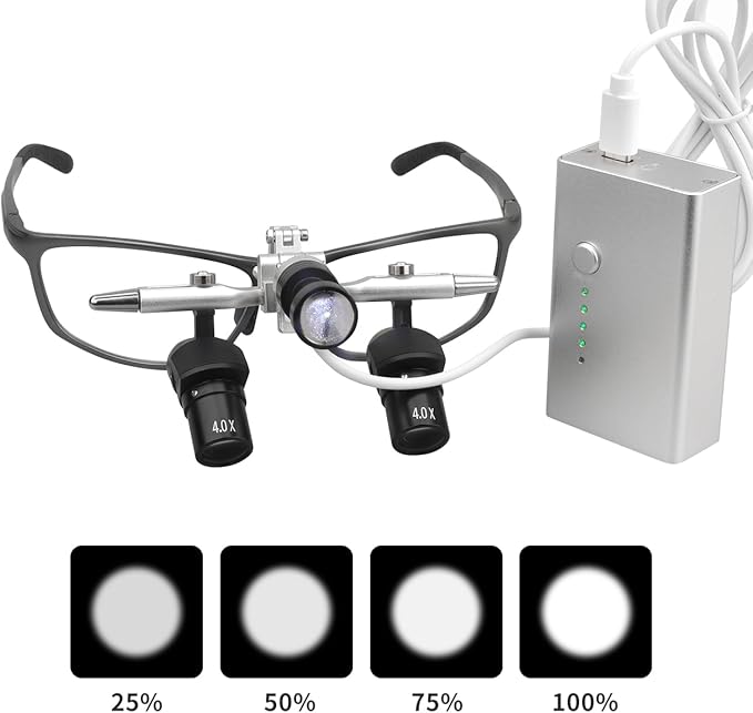 Ergo Loupes 4X 5X 6X Binocular Magnifying Glasses 48° Ergo Loupes 5W Headlight (4X)
