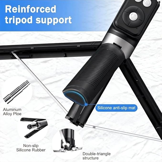 Black Tripod for iPhone with Light, Ring Light Holder for iPhone, Adjustable Selfie Stick Stand with Fill Light, Extendable Phone Tripod for Video Recording, Live Streaming, and Photography