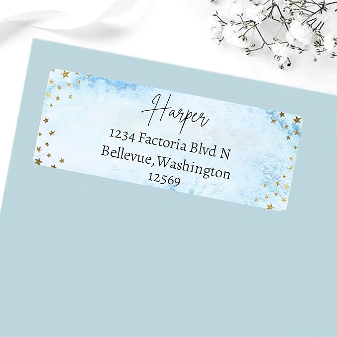 LINMAGCO Personalized Return Address Labels Gold 500 Pcs Mail Labels for Envelopes Weddings Self Adhesive Rectangle Elegant Name Stickers……