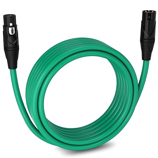 LyxPro 20 Feet XLR Microphone Cable Balanced Male to Female 3 Pin Mic Cord for Powered Speakers Audio Interface Professional Pro Audio Performance and Recording Devices - Green