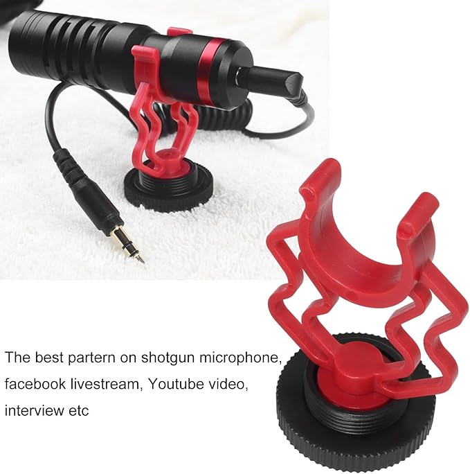 Shockmount for External Video Mic LUORNG 2PCS On Camera Microphone Shock Mount Holder Bracket with 1/4in Cold Shoe for RODE VideoMicro,MM1,VXR10,MCM-1,M80 Mini Cardioid Shotgun Microphone
