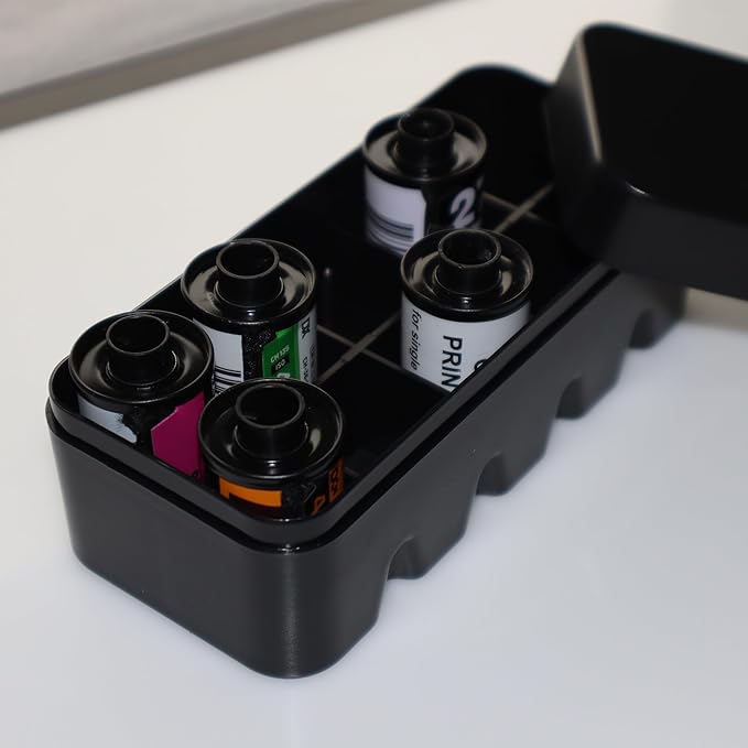 10-Pack 35mm Film Canister Container - Lightproof Black Plastic Film Case for Photography, Storage, Travel - Airtight & Waterproof Film Holder (Black)