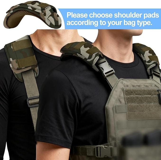 ZINZ 2-Pack Tactical Shoulder Pad, Ultra-Thick Comfort Cushion for Vest Straps, Backpacks, Breathable & Shock-Absorbing,Camouflage-Green