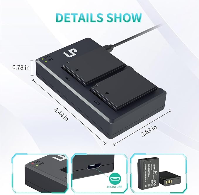 LP LP-E10 Battery Charger Pack, 1600mAh 2-Pack Battery & Dual Slot Charger, Compatible with Canon EOS Rebel T7, T6, T5, T3, T100, 4000D, 3000D, 2000D, 1500D, 1300D & More (Not for T3i T5i T6i T6s T7i)