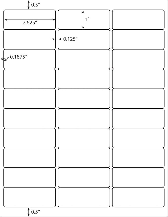 30 up 1" x 2-5/8" Shipping Labels, 150 Sheets (4500 Labels) White Sticker Address Labels/SKU Labels for Laser and Inkjet Printers