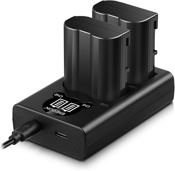 ENEGON EN-EL15C Replacement Battery (2 Pack 2250mAh) and Smart LED Dual Charger Kit for Nikon Camera and Compatible with Nikon Z6, Z7,D780,D500, D600, D610, D750, D800, D810, D810a, D850
