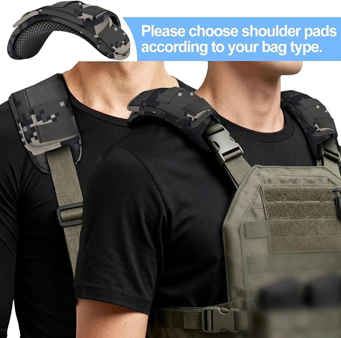ZINZ 2-Pack Tactical Shoulder Pad, Ultra-Thick Comfort Cushion for Vest Straps, Backpacks, Breathable & Shock-Absorbing,Camouflage-gray