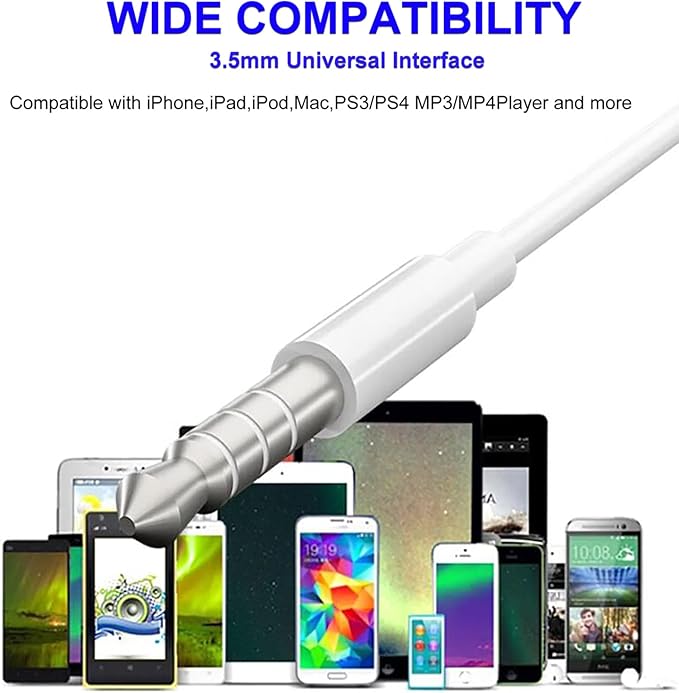 6 Pack Earbuds Wired Headphones with Heavy Bass Stereo,Volume Control,Earphones with Microphone, Compatible with iPhone, Android, Computers, iPad or Any Device with 3.5mm Interface