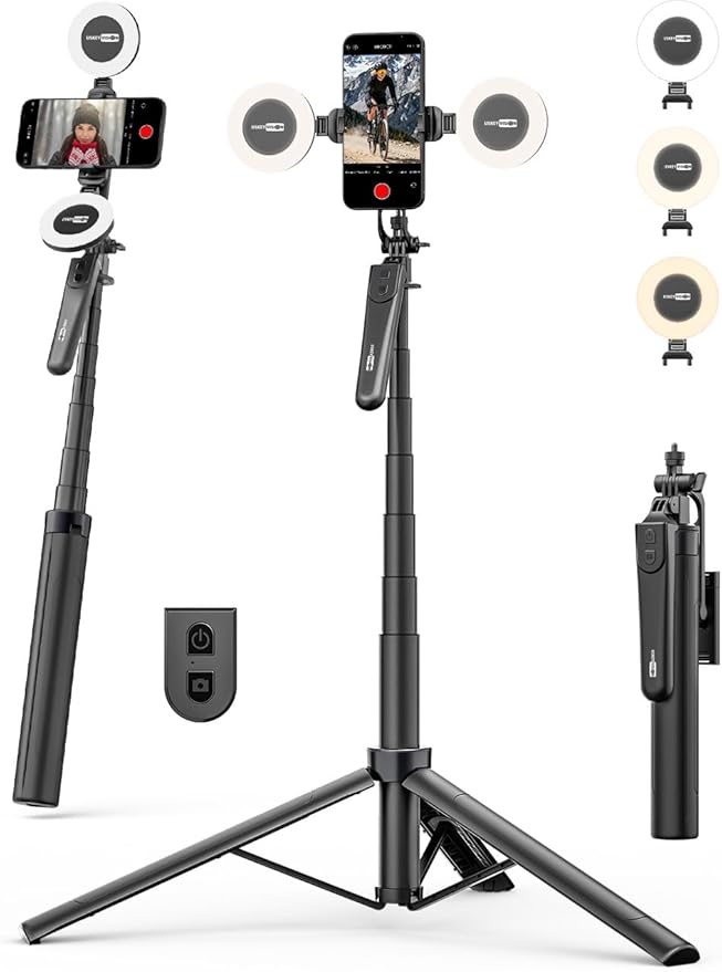 USKEYVISION 70" Multifunctional Phone Tripod for iPhone with Light, Extendable Selfie Stick with Remote for iPhone & Android 360° Rotation Phone Tripod Stand for Video Recording/Photography(UT-02)