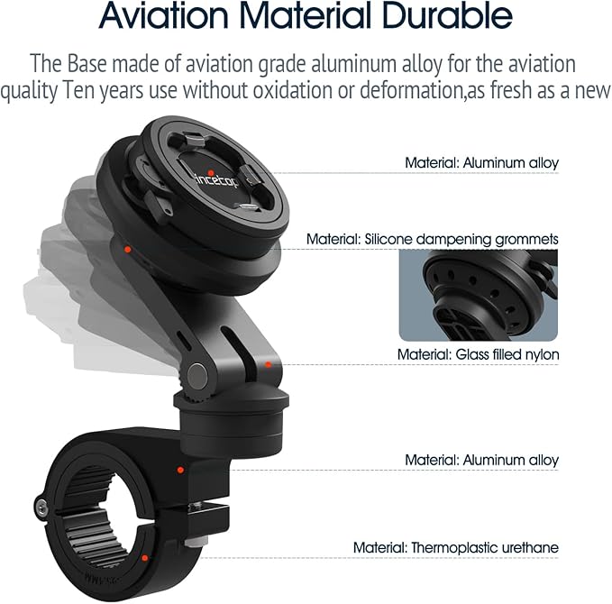 Motorcycle Phone Mount,Bike Cell Phone Holder with Vibration Dampener module,Out Front Bicycle Handlebar Mount for Mountain Road EBike,Scooter,Moto,MTB【Series C - 2nd Gen】Angle Adjustment Edition