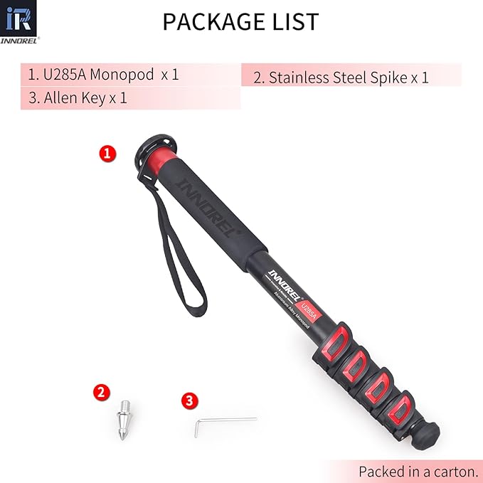 INNOREL U285A Camera Monopod 66.9 in/170 cm Aluminum Alloy 5-Section with Fast Flip Lock Travel Monopod for Canon Nikon Sony DSLR Camera Video Camcorder DV Photography Bracket Load 22 lb/10 kg