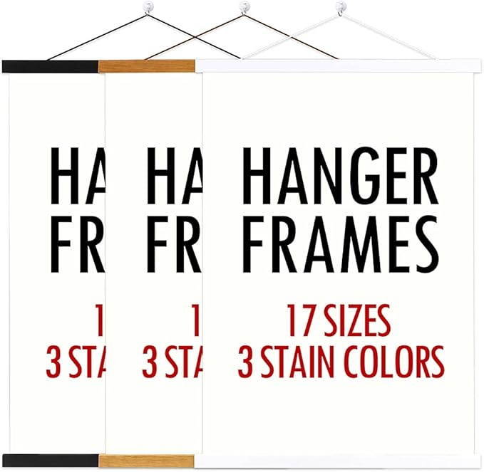 Ywlake Magnetic Poster Hanger, 14x22 14x20 14x24 Poster Frame Wood Wooden Magnet Print Posters Dowel Scroll Hanger Hangers Hanging Kit for Walls Map Canvas Artwork (White, 14")