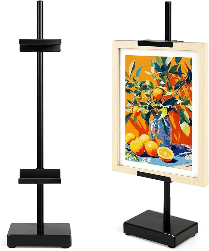Adjustable Tabletop Easel Stand, Picture Easels for Display Up to 17" H, Black Metal Picture Frame Holder Stand Table for Art, Photo (1 Pack)
