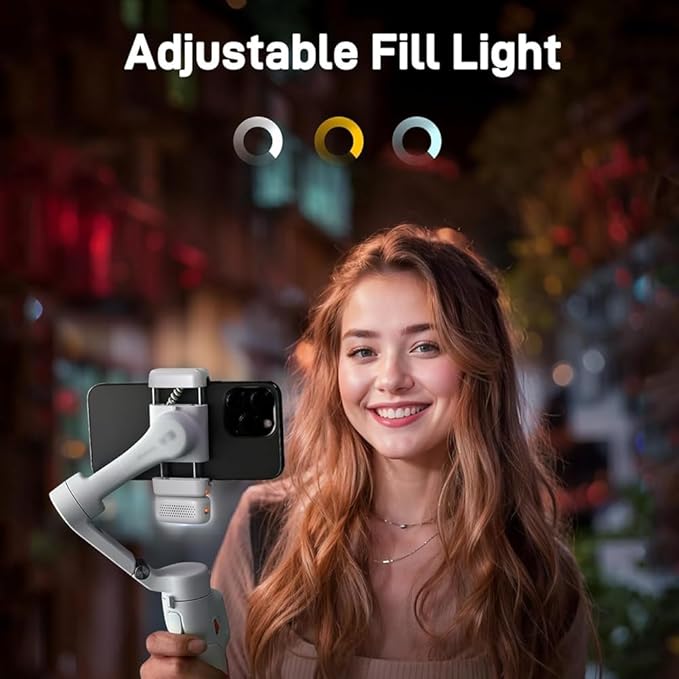 hohem iSteady X3 Gimbal Stabilizer for Smartphone,Portable Foldable 3-Axis Phone Gimbal with Magnetic Fill Light,Detachable Remote Control,Built-in Extendable Rod&Tripod for Travel/Vlog/TikTok - Grey