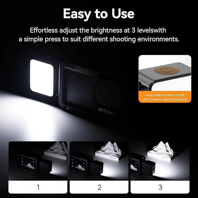 ULANZI LM18 2-Pack Vlogging Light Mini LED Action Camera Video Light Magnetic Photography Fill Lighting for DJI Osmo Action 3/4 Camera Cage Accessories and Ulanzi PK-06 Pocket 3/4 Expansion Adapter