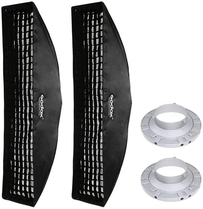 Godox 12G / 30x120cm Strip Beehive Honeycomb Grid Softbox with Bowens Mount Speedring for Studio Flash Strobe Lighting [2-Pack]