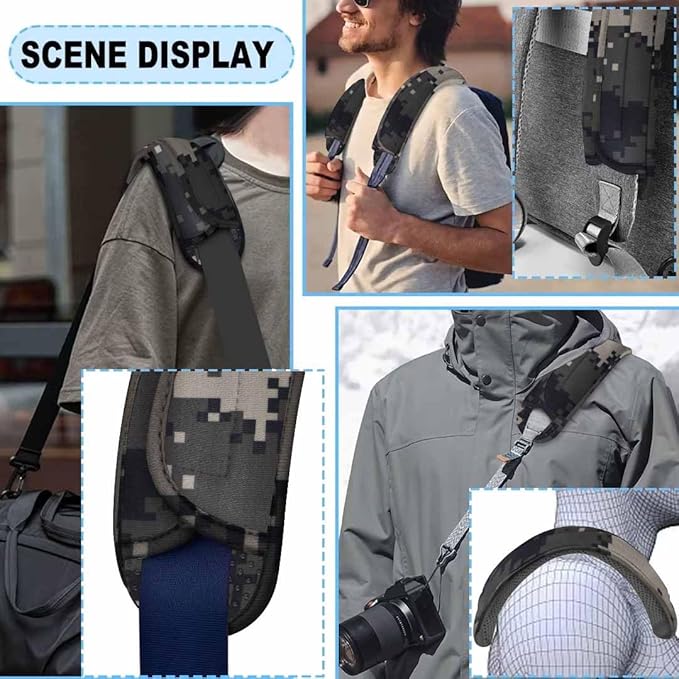 ZINZ 2-Pack Universal Shoulder Pad with Ultra thick Cushion for Bag Luggage Bag Crossbody, Plus Long & Anti-Slip & Breathable,Camouflage gray-2pack