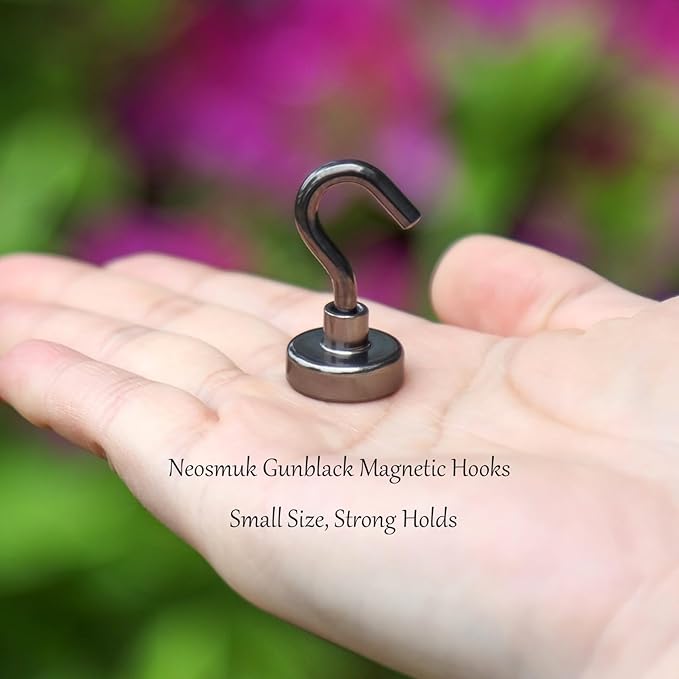 Neosmuk Magnetic Hooks, Cruise Ship Essentials, 30lb+ Heavy Duty Magnetic Hooks for Cruise Cabins, Refrigerator, Grill, Hanging, and Travel | Extra Strong Must-Haves Magnet Hook,Gunmetal,5 Pack