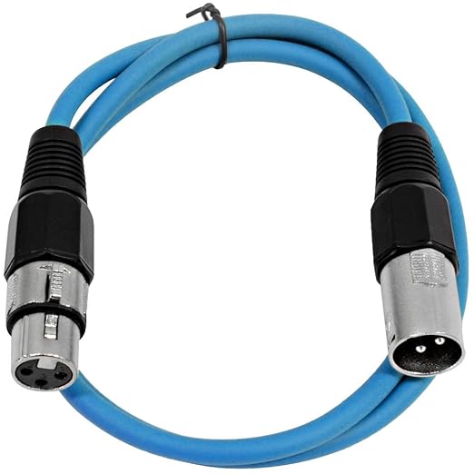 SEISMIC AUDIO - SAXLX-3 - 6 Pack of 3' Blue XLR Male to XLR Female Patch Cables - Balanced - 3 Foot Patch Cords
