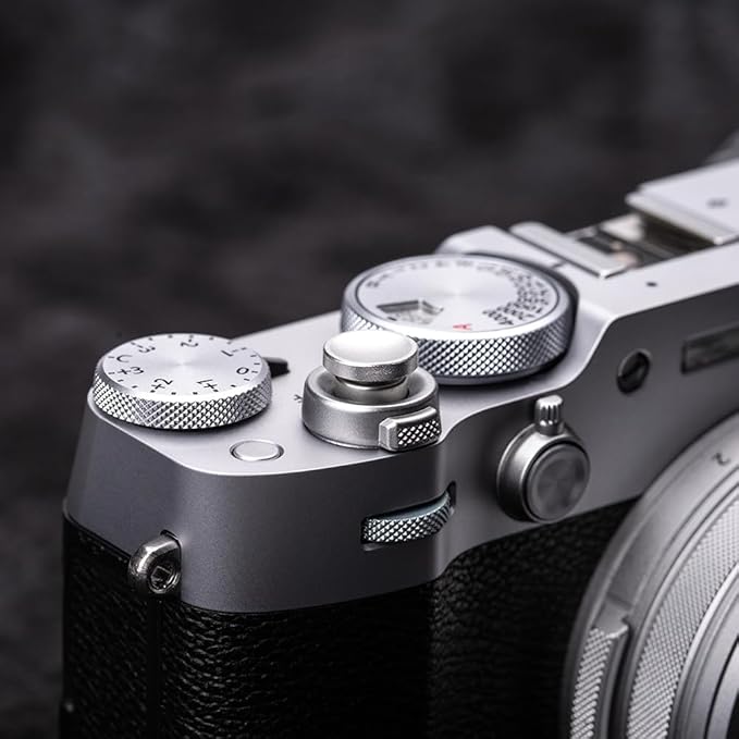 Camera Metal Shutter Release Button for Fujiflm X100VI,X100V,X-T3,X-T2,X-T30,X-PRO1,X-PRO2,X-PRO3,X-M5 X-E5 X-Half,for LeicaM10,M9,for Nikon Df DSLR/SLR (Silver)