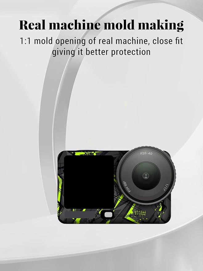 ZBAGUG for DJI Action 6 Skin Full Body Wrap, Anti-Scratch Waterproof Protective Sticker, Full Coverage Action Cam Wrap, for DJI Action 6 Accessories, Black Green