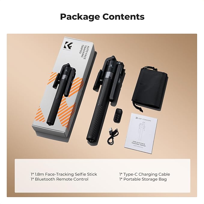 K&F CONCEPT 71“ Face Tracking Tripod, Auto Face Tracking Selfie Stick, Auto Face Tracking Tripod 360 Totation with Stand, Gesture Control, Remote Control