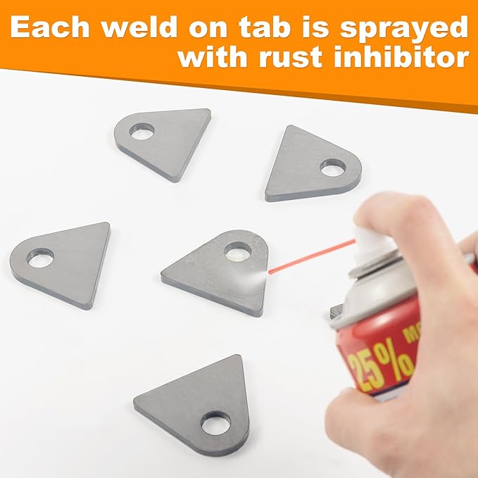 Weld on Tabs 4 Pack, 1-8/9" H x 2-2/7" W Steel Shock Mount Weld tabs with 1/2" Hole, 1/5" Thick , Weld Tabs Universal Flat Mount Bracket, Rapid Welding Version