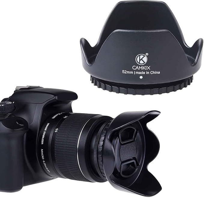 67mm Set of 2 Camera Lens Hoods and 1 Lens Cap - Rubber (Collapsible) + Tulip Flower - Sun Shade/Shield - Reduces Lens Flare and Glare - Blocks Excess Sunlight (67 mm, Rubber Hood + Tullip Hood + Cap)