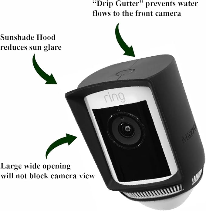 Silicone Skin Case Compatible with Ring Floodlight Cam Wired Pro - Sun Glare, UV & Weather Protection Skins Cover (Black, 2 Pack)