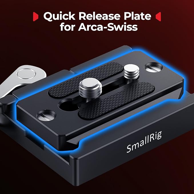 SMALLRIG Quick Release Plate for Arca Swiss, Baseplate with 1/4''-20 Screw, 3/8''-16 Screw, for Cameras and Cages - 2146B