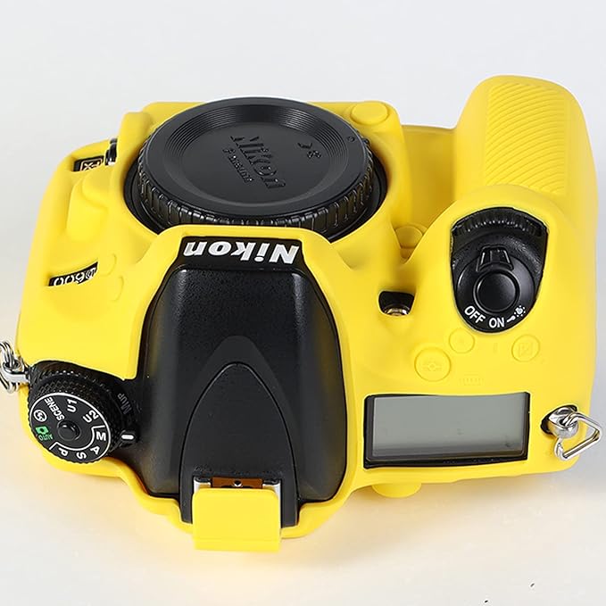 Surpassed Professional Secure Silicone Camera Cases Bag Housing Rubber Body Skin for Nikon D610 D600 DSLR Camera Protective Case (Yellow)