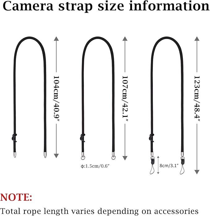 VOVMOEYA Camera Strap Rope,Camera Neck Strap Shoulder Strap for Fujifilm X100VI X100V XS20 XT5 for A6000 A6100 A6400 A6700 A7IV for Canon EOS R6 R10 for Nikon Zf Z5 Z30 - Black