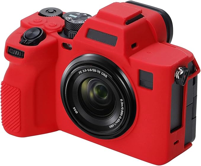 PULUZ Digital Camera Case for Sony A7 IV,Anti-Scratch Soft Silicone Protective Camera Case Camera Skin Case Cover(Red)