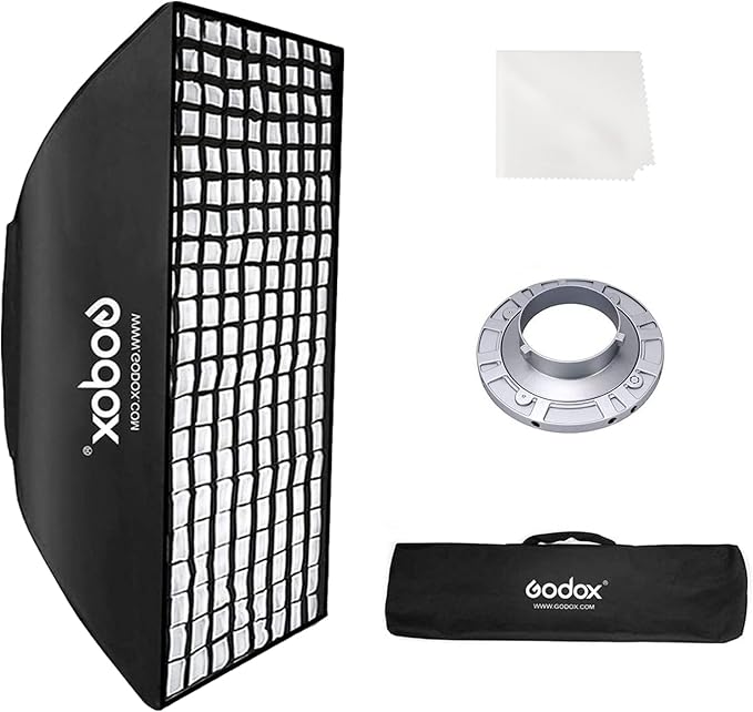 Godox FW80x120CM/ 32"x47" Bowens Mount Strip Honeycomb Grid Softbox, Portable Softbox with Bowens Mount Speedring and Carry Bag,Strip Soft Box for Studio Strobe Flash Portrait Product Photography