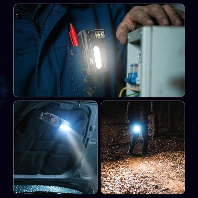 Mini EDC Flashlight 1200 Lumens – 2PCS Super Bright 3 Modes EDC Flashlight, Rechargeable Mini ABS Light with Magnet, Portable Pocket Dual Light, 180° Rotatable Magnetic Torches for Outdoor Emergency