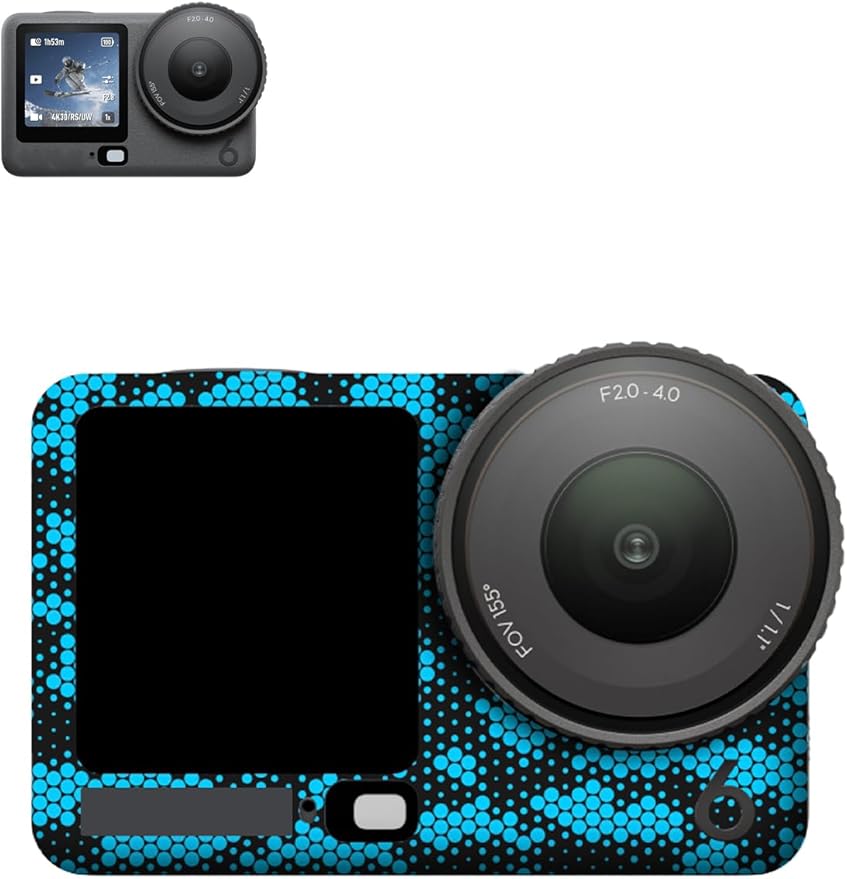 ZBAGUG for DJI Action 6 Skin Full Body Wrap, Anti-Scratch Waterproof Protective Sticker, Full Coverage Action Cam Wrap, for DJI Action 6 Accessories, Black Blue
