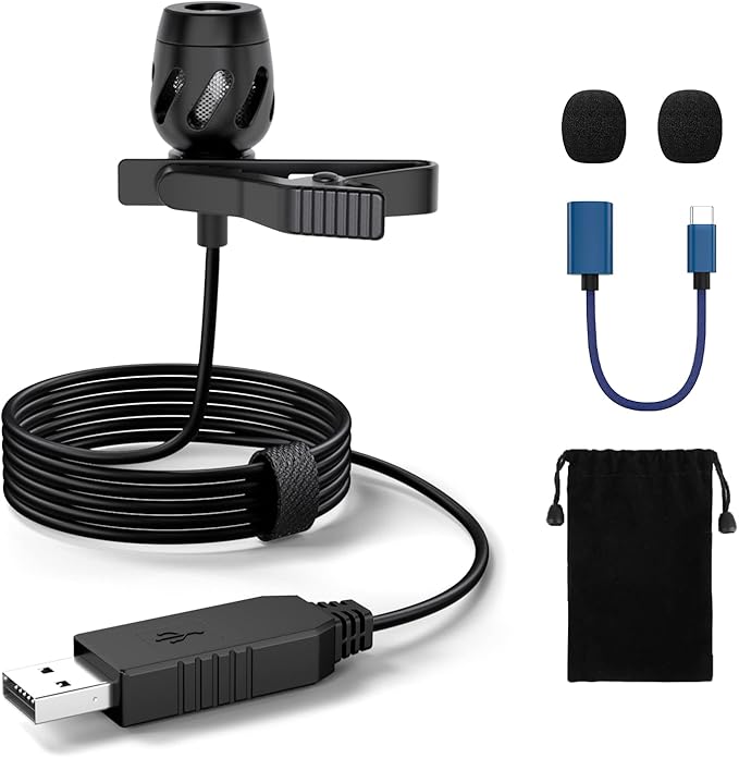 KMAG USB Lavalier Microphone, Lapel Microphone for Computer, USB-C Clip On Mic for YouTube, Recording, Podcasting, Gaming, Interview Omnidirectional Condenser Mic for PC, Laptop, Mac, Smartphone