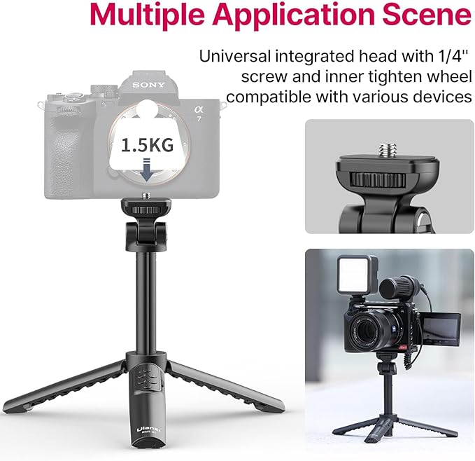 ULANZI RMT-01 Wireless Shooting Grip & Tripod for Sony, Canon, Nikon & Other Vlog Cameras or Smartphones, Selfie Video Recording Vlogging Accessories Portable Hand Size for Content Creators & Vloggers