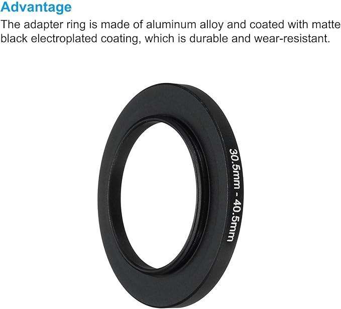 PATIKIL 30.5mm-40.5mm Metal Step Up Ring with Cleaning Cloth, 2 Pack Camera Lens Filter Adapter Ring Aluminum Filter Adapter Ring for Camera Lenses Hood, Black